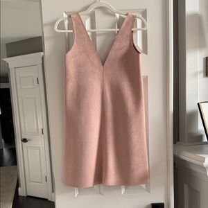 Zara Blush Pink faux suede V-Neck Mini Dress